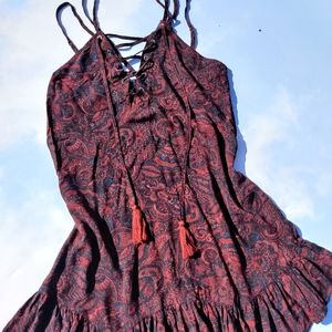 Dress Paisley Lace Up Dress Strappy Dress